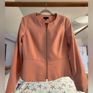 Tahari Peach Pendulum Zip-up Blazer